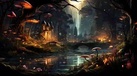 Beautiful fairy world landscape. fantasy background for journals, prints, background and backdropsの素材