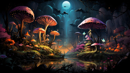 Beautiful fairy world landscape. fantasy background for journals, prints, background and backdropsの素材