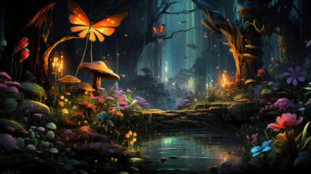 Beautiful fairy world landscape. fantasy background for journals, prints, background and backdropsの素材