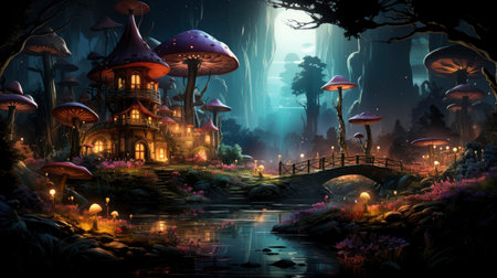 Beautiful fairy world landscape. fantasy background for journals, prints, background and backdropsの素材