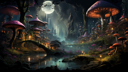 Beautiful fairy world landscape. fantasy background for journals, prints, background and backdropsの素材