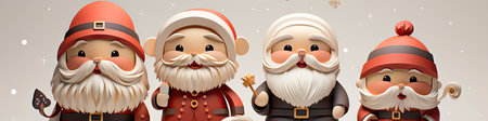 Santa Claus in snowy landscape with geometric mountains. Festive winter scene with Christmas vibesの素材