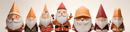 Santa Claus in snowy landscape with geometric mountains. Festive winter scene with Christmas vibesの素材