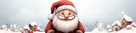 Charming Santa and elves in snowy setting, displaying various expressions. Perfect for festive holiday projectsの素材