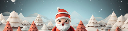 Charming Santa and elves in snowy setting, displaying various expressions. Perfect for festive holiday projectsの素材