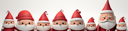 Charming Santa and elves in snowy setting, displaying various expressions. Perfect for festive holiday projectsの素材