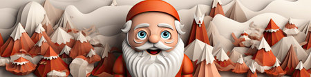 Charming Santa and elves in snowy setting, displaying various expressions. Perfect for festive holiday projectsの素材