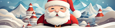 Charming Santa and elves in snowy setting, displaying various expressions. Perfect for festive holiday projectsの素材