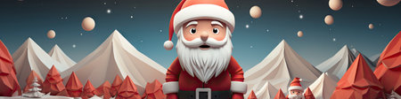 Charming Santa and elves in snowy setting, displaying various expressions. Perfect for festive holiday projectsの素材