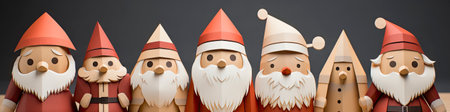 Merry Christmas and happy new year greeting card with cute Santa Claus, deer and snowmanの素材