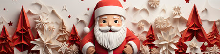 Merry Christmas and happy new year greeting card with cute Santa Claus, deer and snowmanの素材