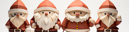 Merry Christmas and happy new year greeting card with cute Santa Claus, deer and snowmanの素材