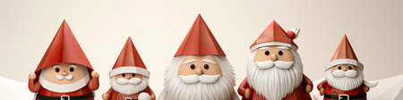 Merry Christmas and happy new year greeting card with cute Santa Claus, deer and snowmanの素材
