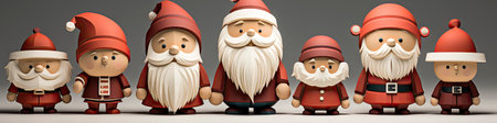 Merry Christmas and happy new year greeting card with cute Santa Claus, deer and snowmanの素材