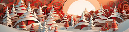 Merry Christmas and happy new year greeting card with cute Santa Claus, deer and snowmanの素材