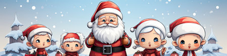 Set of cartoon Christmas illustrations isolated on whiteの素材
