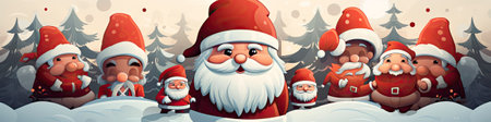 Set of cartoon Christmas illustrations isolated on whiteの素材