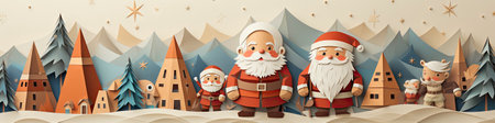 Set of cartoon Christmas illustrations isolated on whiteの素材