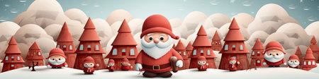 Set of cartoon Christmas illustrations isolated on whiteの素材