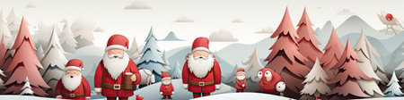 Set of cartoon Christmas illustrations isolated on whiteの素材