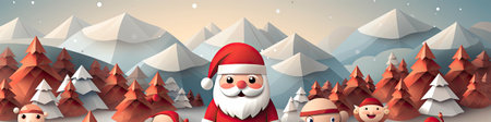 Set of cartoon Christmas illustrations isolated on whiteの素材
