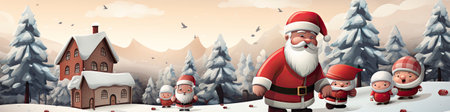 Set of cartoon Christmas illustrations isolated on whiteの素材