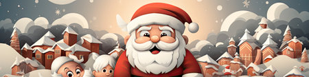 Set of cartoon Christmas illustrations isolated on whiteの素材