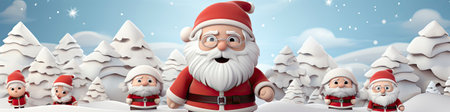 Set of cartoon Christmas illustrations isolated on whiteの素材