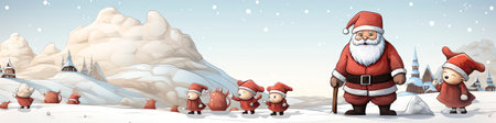 Set of cartoon Christmas illustrations isolated on whiteの素材