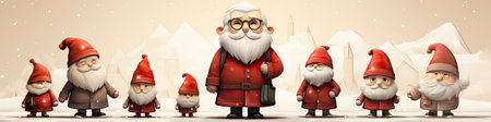 Set of cartoon Christmas illustrations isolated on whiteの素材