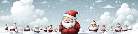 Merry Christmas and happy new year greeting card with cute Santa Claus collection. Holiday cartoon characters setの素材