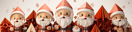 Merry Christmas and happy new year greeting card with cute Santa Claus collection. Holiday cartoon characters setの素材
