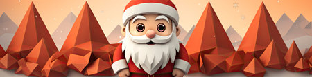 Merry Christmas and happy new year greeting card with cute Santa Claus collection. Holiday cartoon characters setの素材
