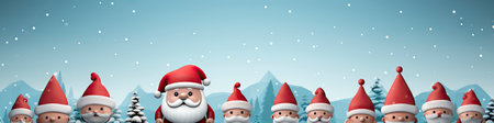 Merry Christmas and happy new year greeting card with cute Santa Claus collection. Holiday cartoon characters setの素材
