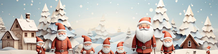 Merry Christmas and happy new year greeting card with cute Santa Claus collection. Holiday cartoon characters setの素材