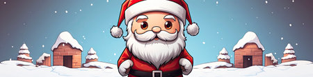 Merry Christmas and happy new year greeting card with cute Santa Claus collection. Holiday cartoon characters setの素材