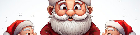 Merry Christmas and happy new year greeting card with cute Santa Claus collection. Holiday cartoon characters setの素材