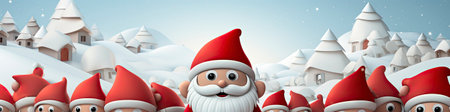 Merry Christmas and happy new year greeting card with cute Santa Claus collection. Holiday cartoon characters setの素材