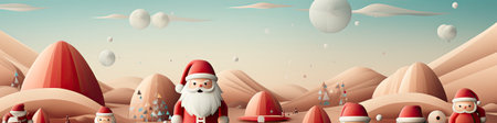 Merry Christmas and happy new year greeting card with cute Santa Claus collection. Holiday cartoon characters setの素材
