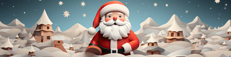 Merry Christmas and happy new year greeting card with cute Santa Claus collection. Holiday cartoon characters setの素材
