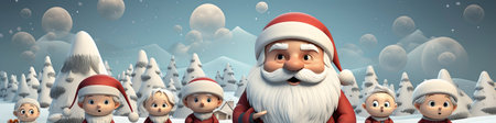 Merry Christmas and happy new year greeting card with cute Santa Claus collection. Holiday cartoon characters setの素材