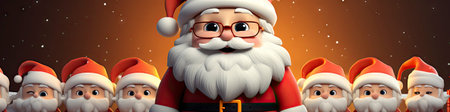 Merry Christmas and happy new year greeting card with cute Santa Claus collection. Holiday cartoon characters setの素材