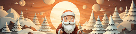 Merry Christmas and happy new year greeting card with cute Santa Claus collection. Holiday cartoon characters setの素材