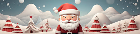 Merry Christmas and happy new year greeting card with cute Santa Claus collection. Holiday cartoon characters setの素材