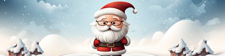 Merry Christmas and happy new year greeting card with cute Santa Claus collection. Holiday cartoon characters setの素材