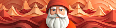Merry Christmas and happy new year greeting card with cute Santa Claus collection. Holiday cartoon characters setの素材