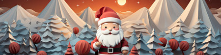 Merry Christmas and happy new year greeting card with cute Santa Claus collection. Holiday cartoon characters setの素材
