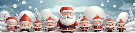 Merry Christmas and happy new year greeting card with cute Santa Claus collection. Holiday cartoon characters setの素材