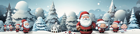 Merry Christmas and happy new year greeting card with cute Santa Claus collection. Holiday cartoon characters setの素材