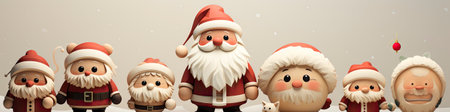 Merry Christmas and happy new year greeting card with cute Santa Claus collection. Holiday cartoon characters setの素材